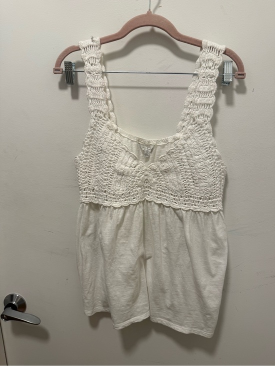 Lucky Brand Tops - Lucky Brand Cream Crochet Knit Tank Top